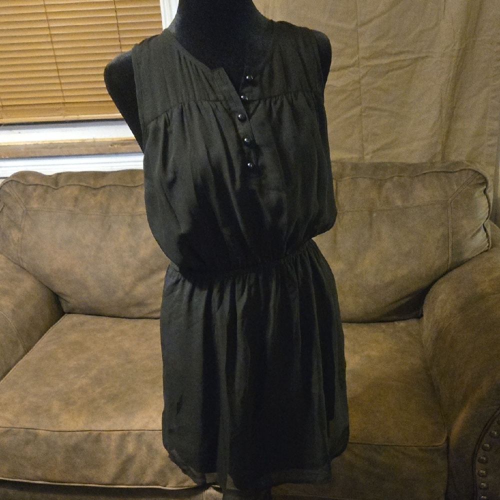 Black Buttonup Sleeveless Mini Dress Made By Love On A Hanger Size M - Picture 12 of 12